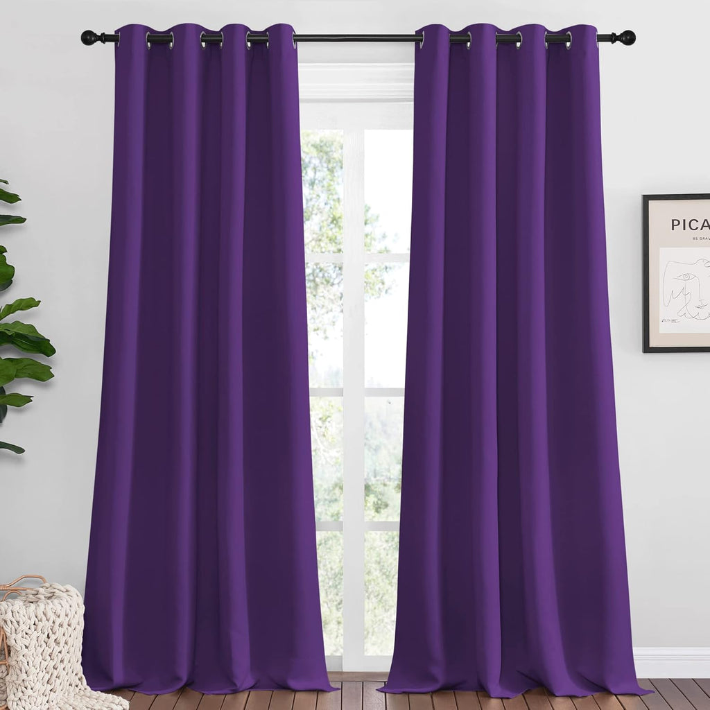 NICETOWN Purple Blackout Curtains - Noise Reducing & Thermal Insulated | 90 Inches Long, 55 Inches Wide, 2 Panels