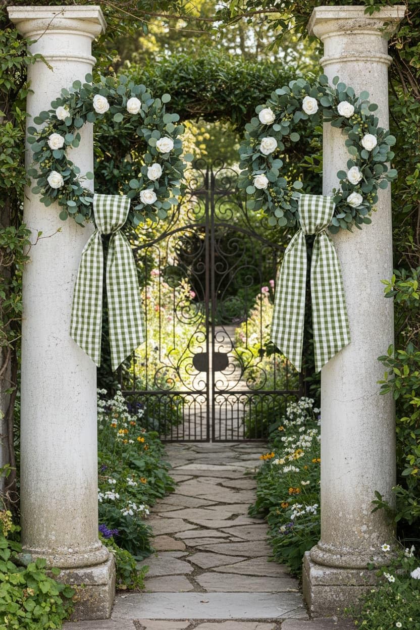 Regine Switzerland Green & White Plaid Wreath Sash - 2 Pack Indoor/Outdoor Spring & St. Patrick's Day Decor