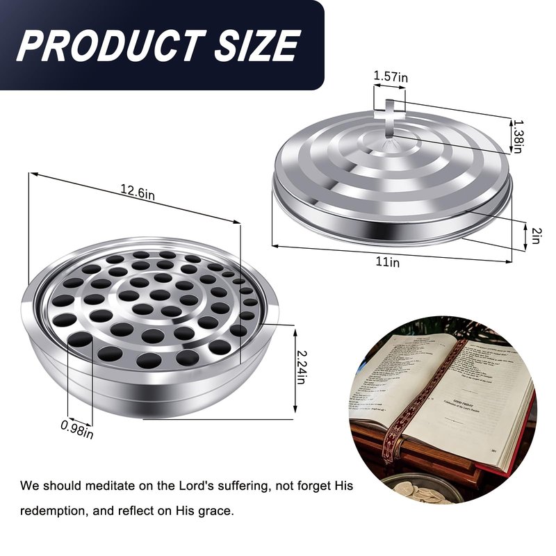 Upgraded Communion Tray and Cover Set for Churches,Bread Tray,Stainless Steel Communion Set Supplies (Silver-Communion Tray and Cover Set)