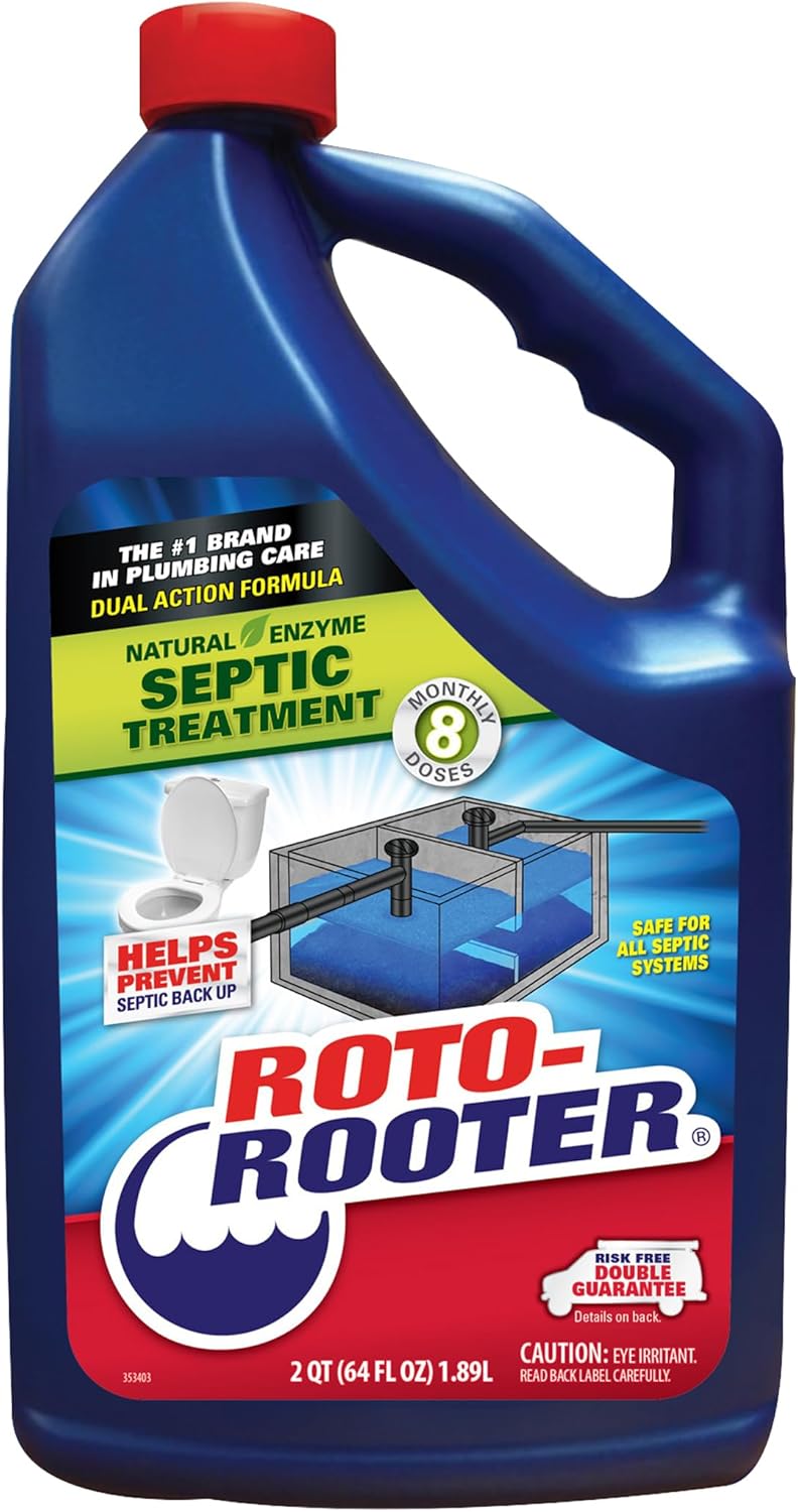 Roto-Rooter Septic Treatment - Dual Action Natural Enzymes for Odor Removal | 64 oz Professional Strength