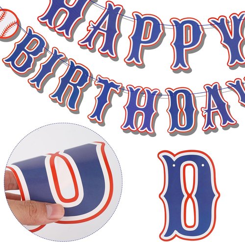 Baseball Birthday Party Decorations - Navy Blue Happy Birthday Backdrop & Themed Garland for Sports Lovers