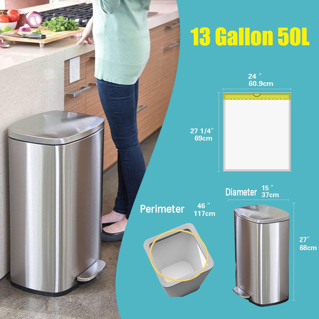 Strong Tall Kitchen Drawstring Trash Bags - 13 Gallon, Unscented, 50 Count | Durable Garbage Can Liners