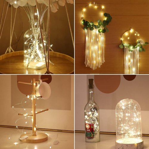HXWEIYE Fairy Lights - 18 Pack Battery Operated 7ft 20LED Warm White Mini String Lights | Waterproof for Mason Jars, Indoor & Outdoor Decor