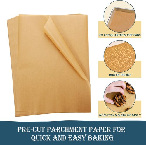 Hiware Parchment Paper Baking Sheets - 200 PCS Precut Non-Stick, Unbleached 9x13 IN for Quarter Sheet Pans