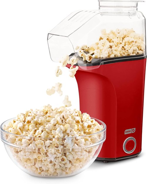 DASH Fresh Pop Popcorn Maker - Oil-Free Air Popper with Measuring Cup & Recipe Guide | 16 Cups, Red