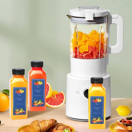 Flrolove 25pcs 12oz Juicing Bottles,Square Plastic Juice Bottles with Caps,Plastic Containers with Lids for Juicing, Drinking,Smoothies,Tea, Milk and Other Beverages