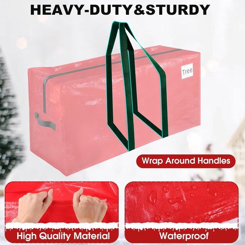 EverMerry Christmas Tree Storage Bag - Heavy Duty Waterproof Bag for 7.5 Ft Artificial Trees | Red