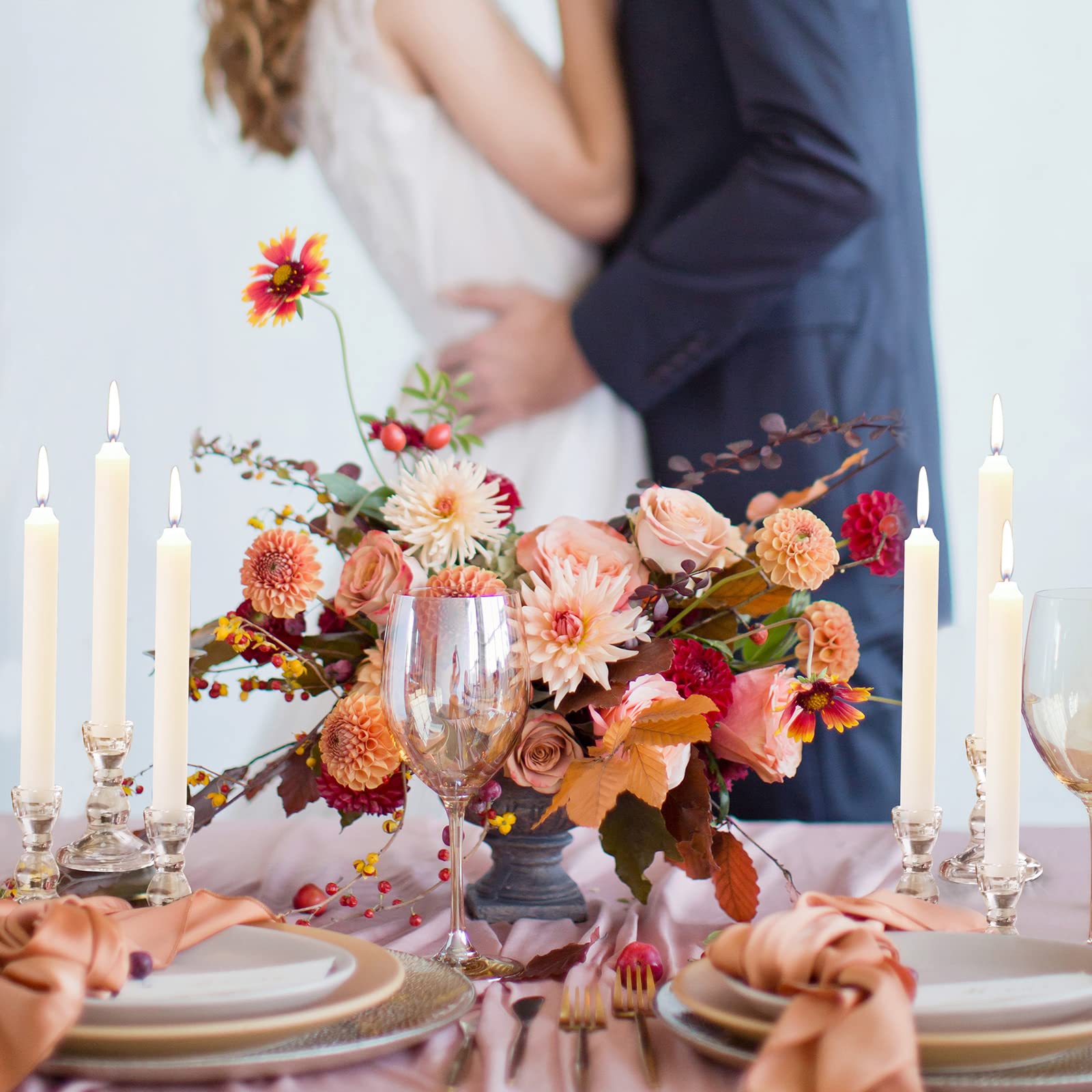 Set of 36 Clear Glass Taper Candle Stick Holders Bulk Small Tapered Pillar Candlestick Holders for Wedding Table Centerpieces Holiday Party Windowsill Decor