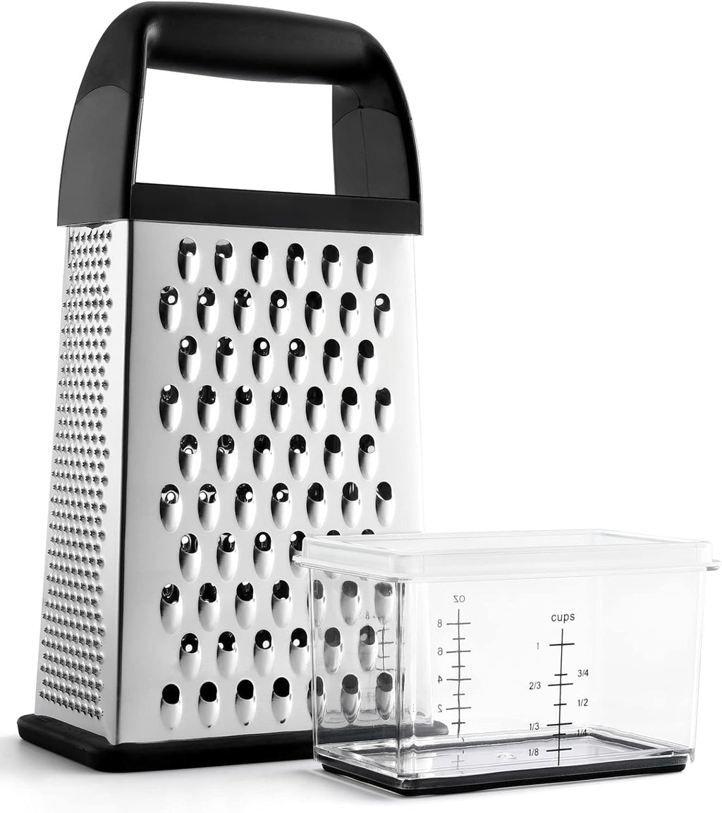 Urbanstrive Cheese Grater - Stainless Steel Box Grater with Container for Easy Shredding | Dishwasher Safe