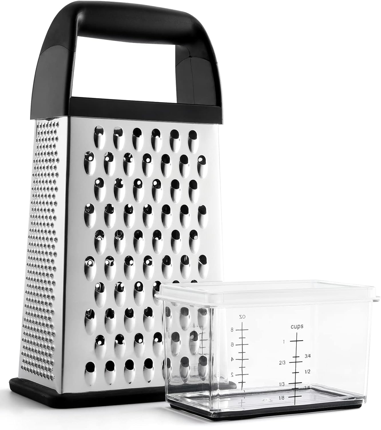 Urbanstrive Cheese Grater - Stainless Steel Box Grater with Container for Easy Shredding | Dishwasher Safe