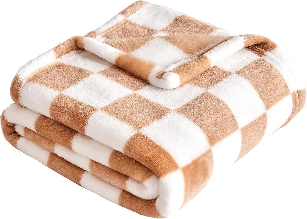 Yurhap Checkered Baby Blanket - Super Soft Fleece for Infants & Toddlers | 30''x40'', Khaki