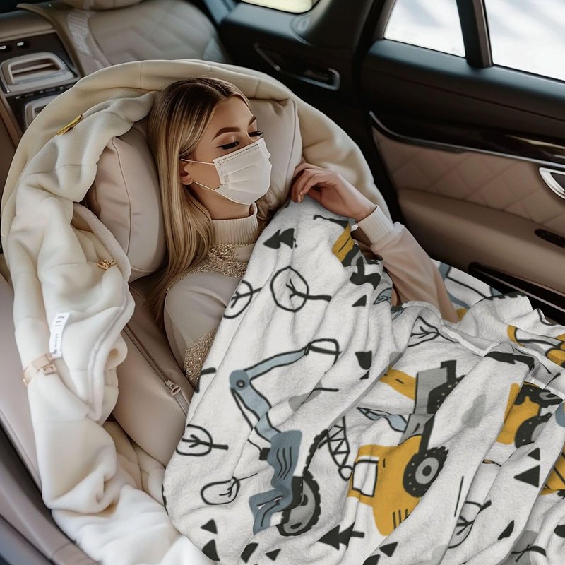 Cute Excavator Throw Blanket Flannel Fleece Truck Blanlet Autumn Lightweight Soft Fuzzy Cozy Travel Blanket for Couch Bed Fall Decor Thanksgiving Kids Boys Girls 60"x50"