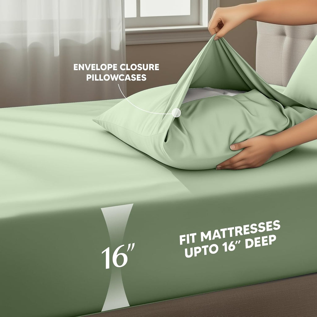 Utopia Bedding Twin XL Sheet Set - Soft & Breathable Microfiber, 3-Piece in Sage Color