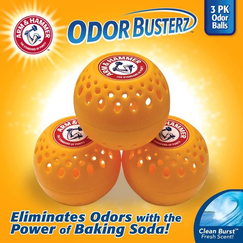 Arm & Hammer OdorBusterz® Odor Eliminator Balls - Clean Burst, 3 Count | Baking Soda Odor Control for Small Spaces