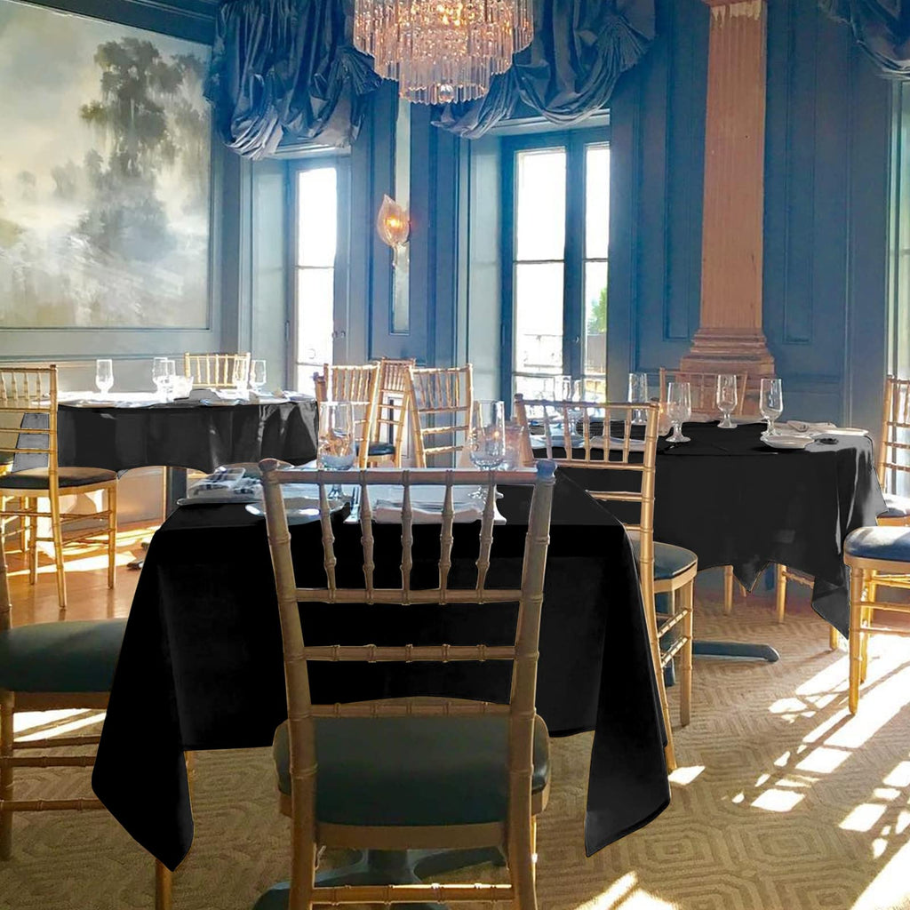 Pesonlook 12 Packs Square Tablecloth, 52×52 Inch Polyester Washable Square Polyester Table Cover for Tables/Buffet/Wedding/Party/Restaurant(Black)