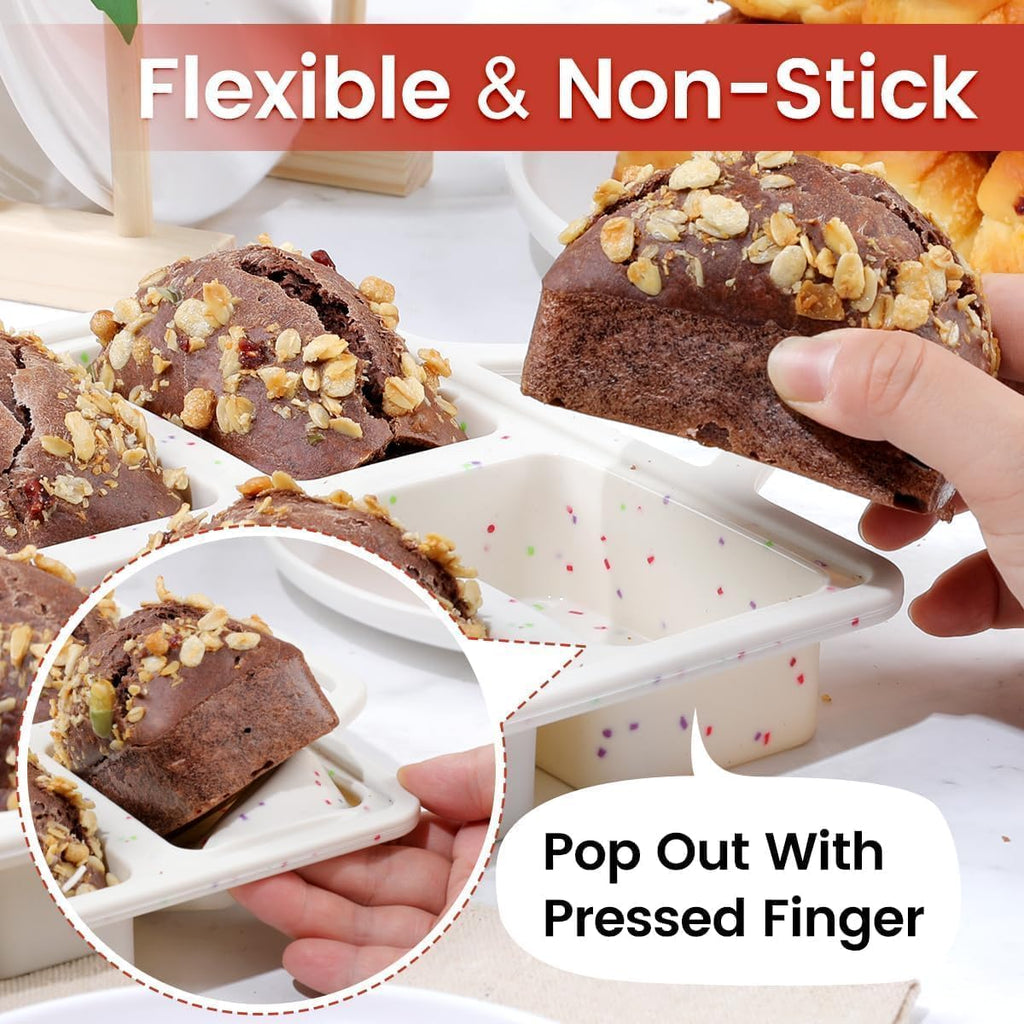 Skiennix Mini Loaf Pan - Nonstick Silicone Molds with 8 Cavities for Baking Bread & Meatloaf