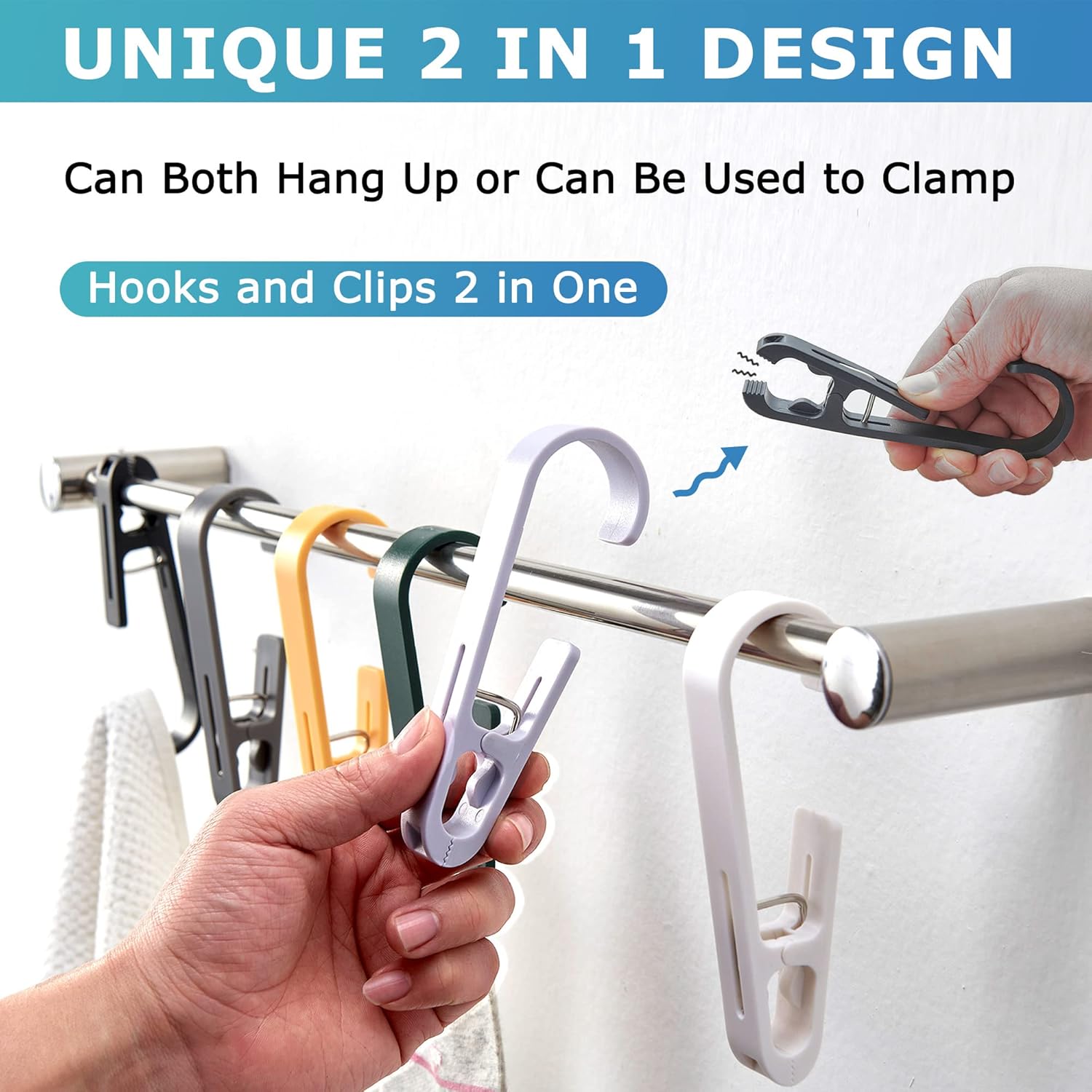 XoYoZo Laundry Hooks - Versatile Clips Hanger Organizer for Socks, Boots, Bras & Towels | 4 Pcs Black