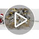 36-Inch White Faux Fur Christmas Tree Skirt with Gold Sequin Snowflakes