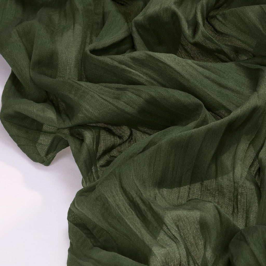 Socomi Olive Green Cheesecloth Table Runner - 120 Inch Boho Rustic Gauze for Weddings & Events