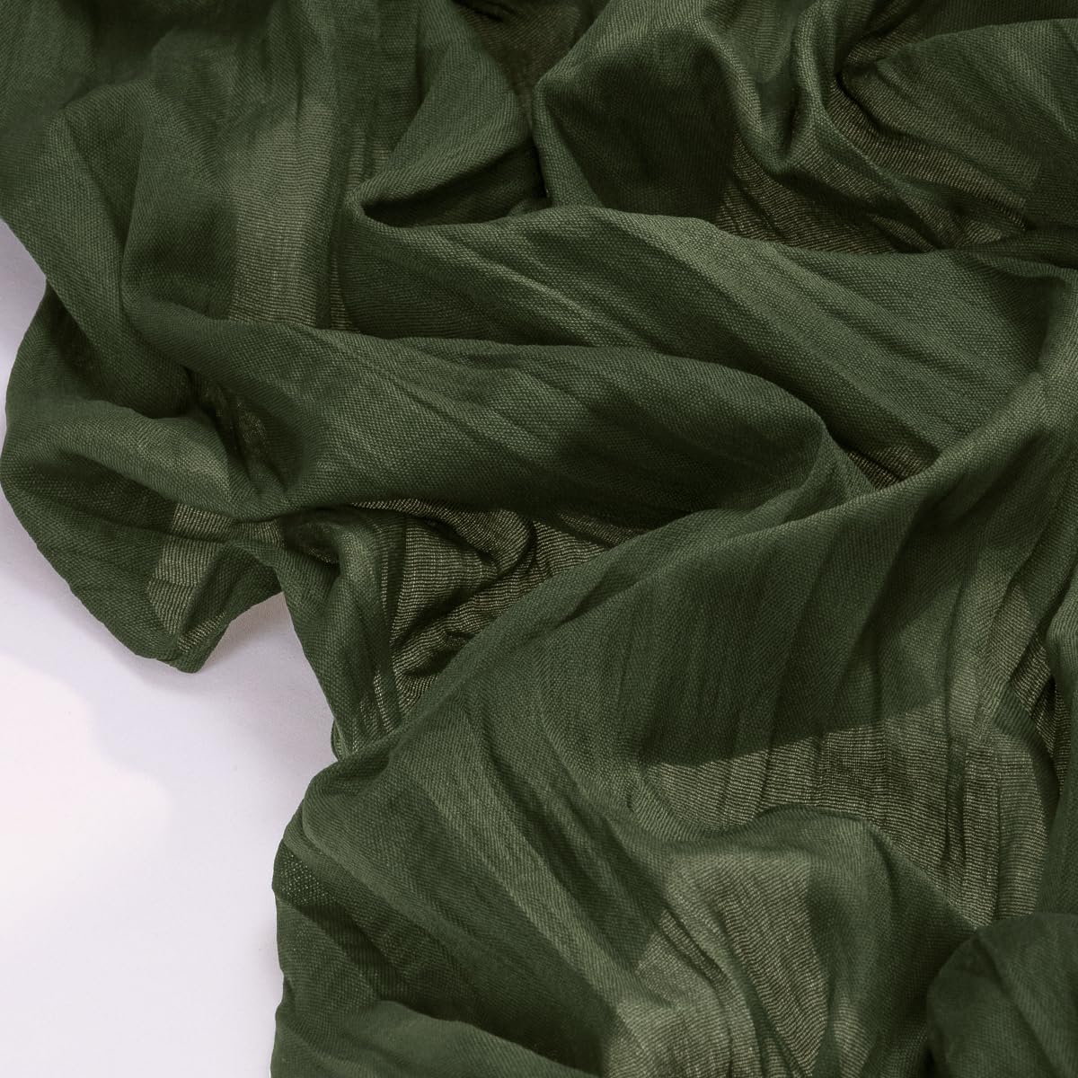 Socomi Olive Green Cheesecloth Table Runner - 120 Inch Boho Rustic Gauze for Weddings & Events
