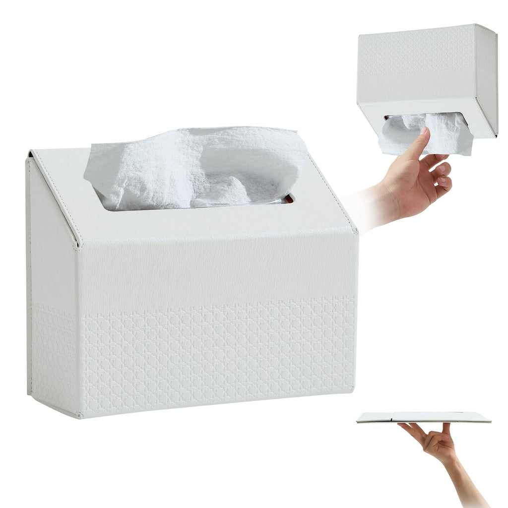 Cloudever Hand Towel Box Cover, No Drill Installation & Damage-Free Adhesive Backing for Wall Mounted, Streamlined Appearance for Kleenex Paper Hand Towels-Polar Ice