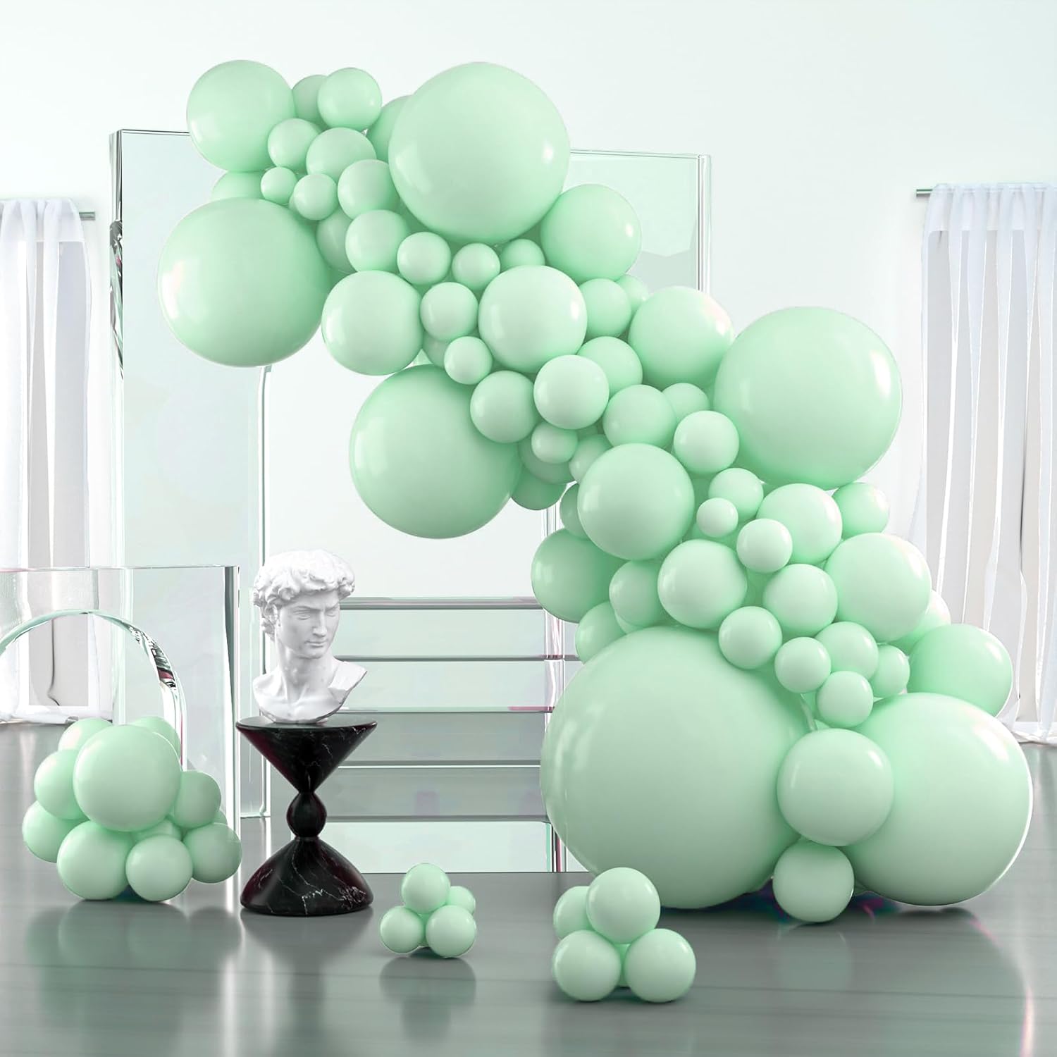 PartyWoo Light Green Balloons - 127-Piece Mint Pastel Balloon Arch Kit for Baby Showers & Spring Parties