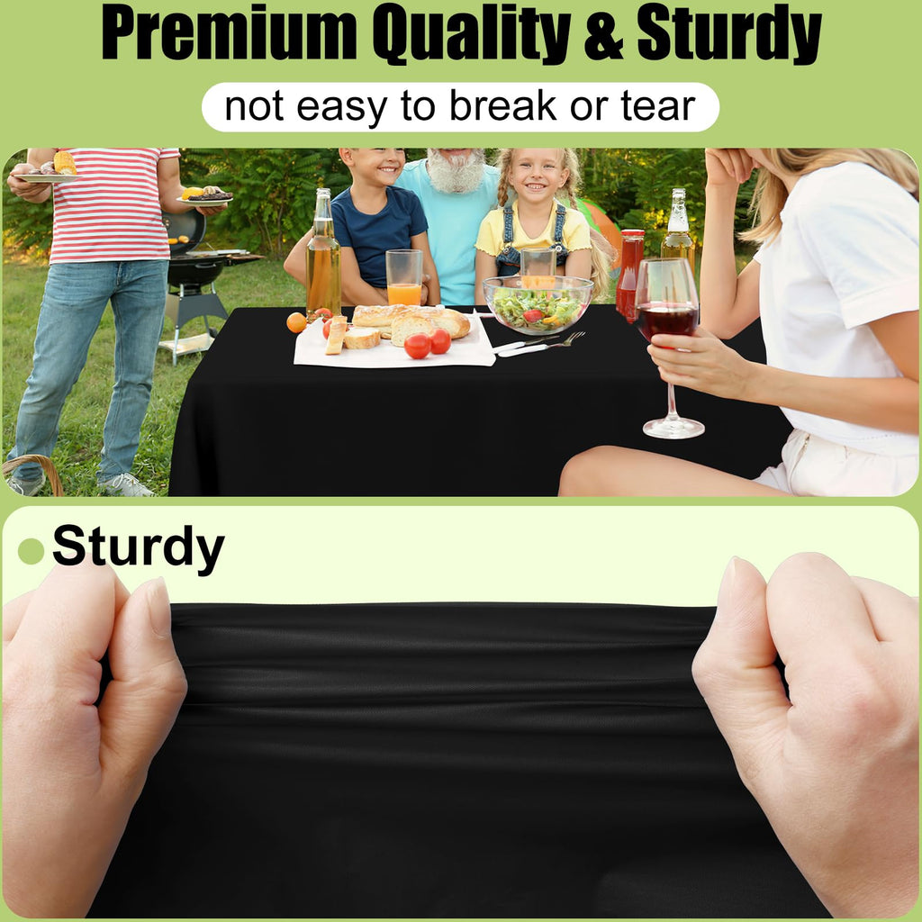 Smiry 54 Inch x 300 Feet Disposable Table Cover Roll, Black Plastic Table Cloth in Cut-to-Size Box with Slide Cutter, Waterproof Rectangle Tablecloths for Weddings, Banquets, Outdoor