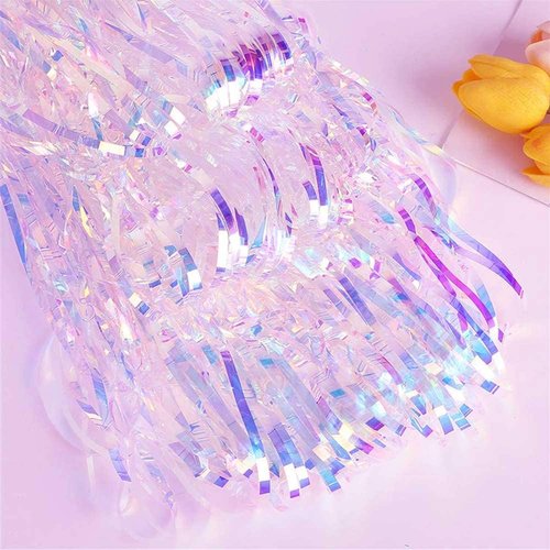 FECEDY Metallic Tinsel Foil Fringe Curtains - 2pcs 3ft x 8.3ft for Parties & Celebrations