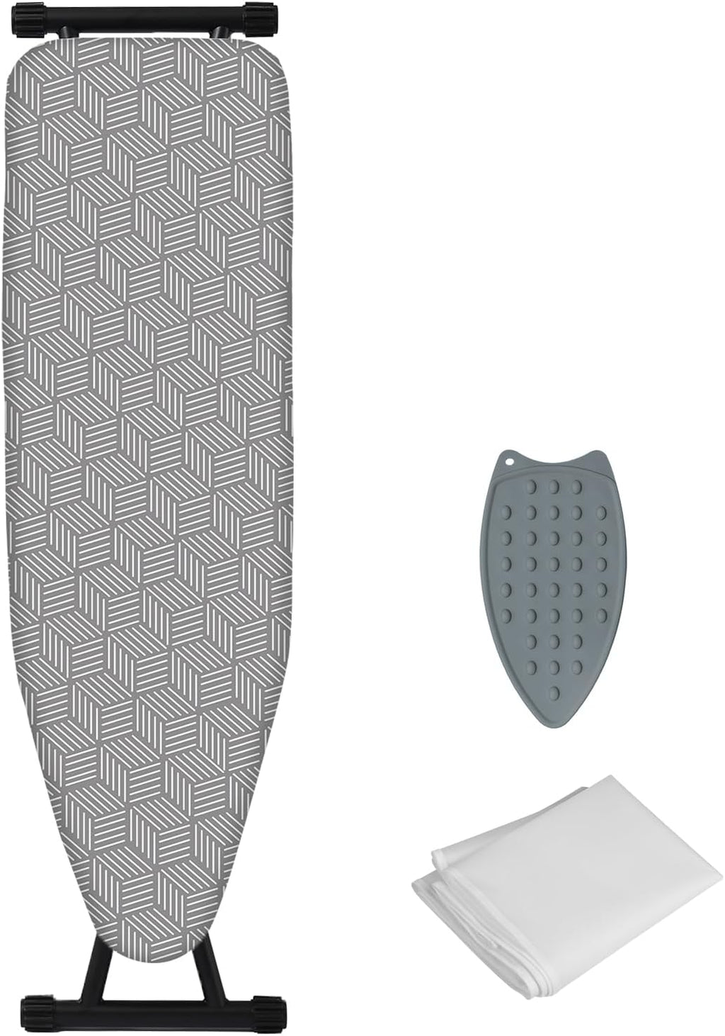 Regine Switzerland Adjustable Height Folding Ironing Board - Heat-Resistant Cover, Compact Design (Grey)