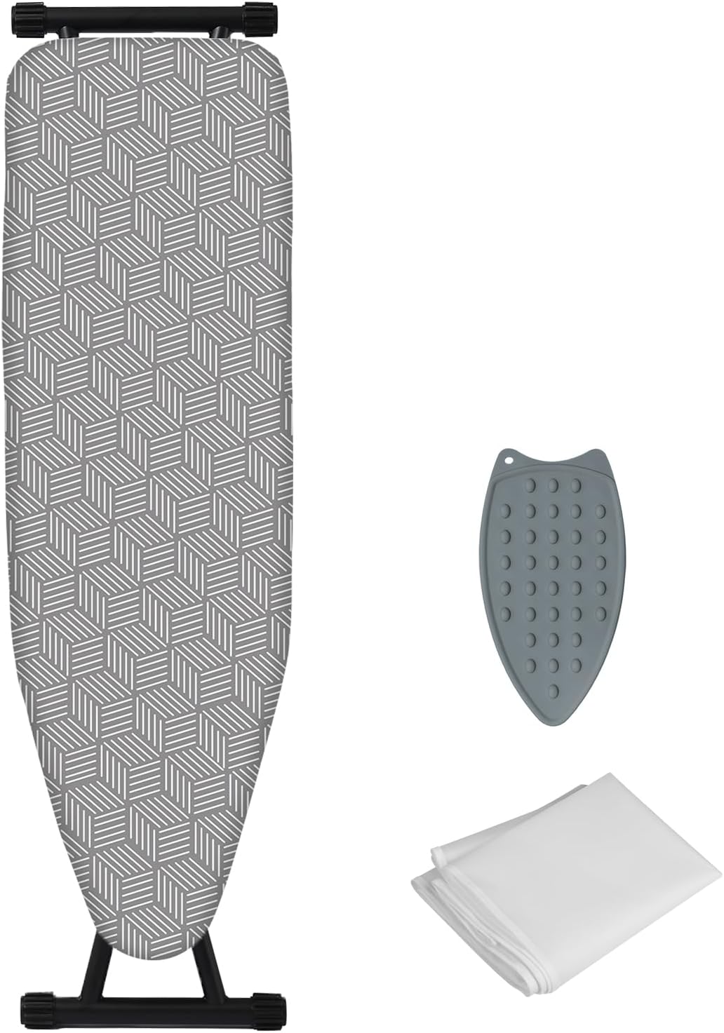 Regine Switzerland Adjustable Height Folding Ironing Board - Heat-Resistant Cover, Compact Design (Grey)