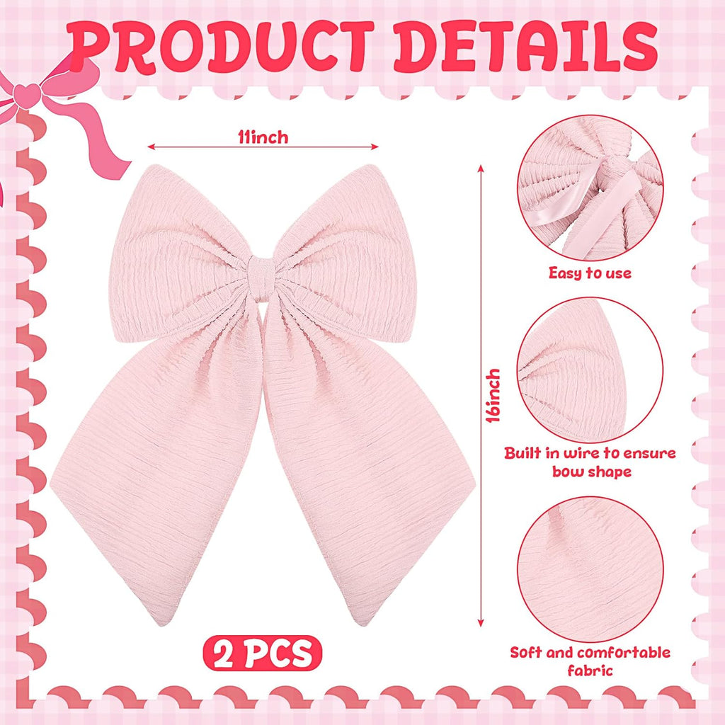 Riceshoot Large Crib Bows - 11 x 16 Inch Coquette Bow Decorations for Nursery | Pink Infant Bassinet Decor