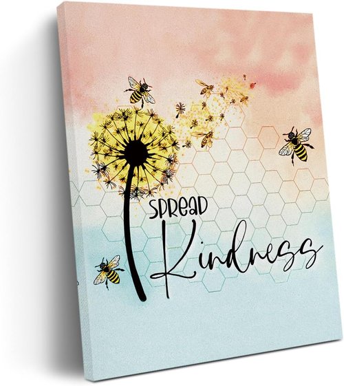 Henhesaha Inspirational Bee Quotes | Cute Bee Decor Canvas Wall Art for Home & Bedroom | 11.4x15 IN, Framed