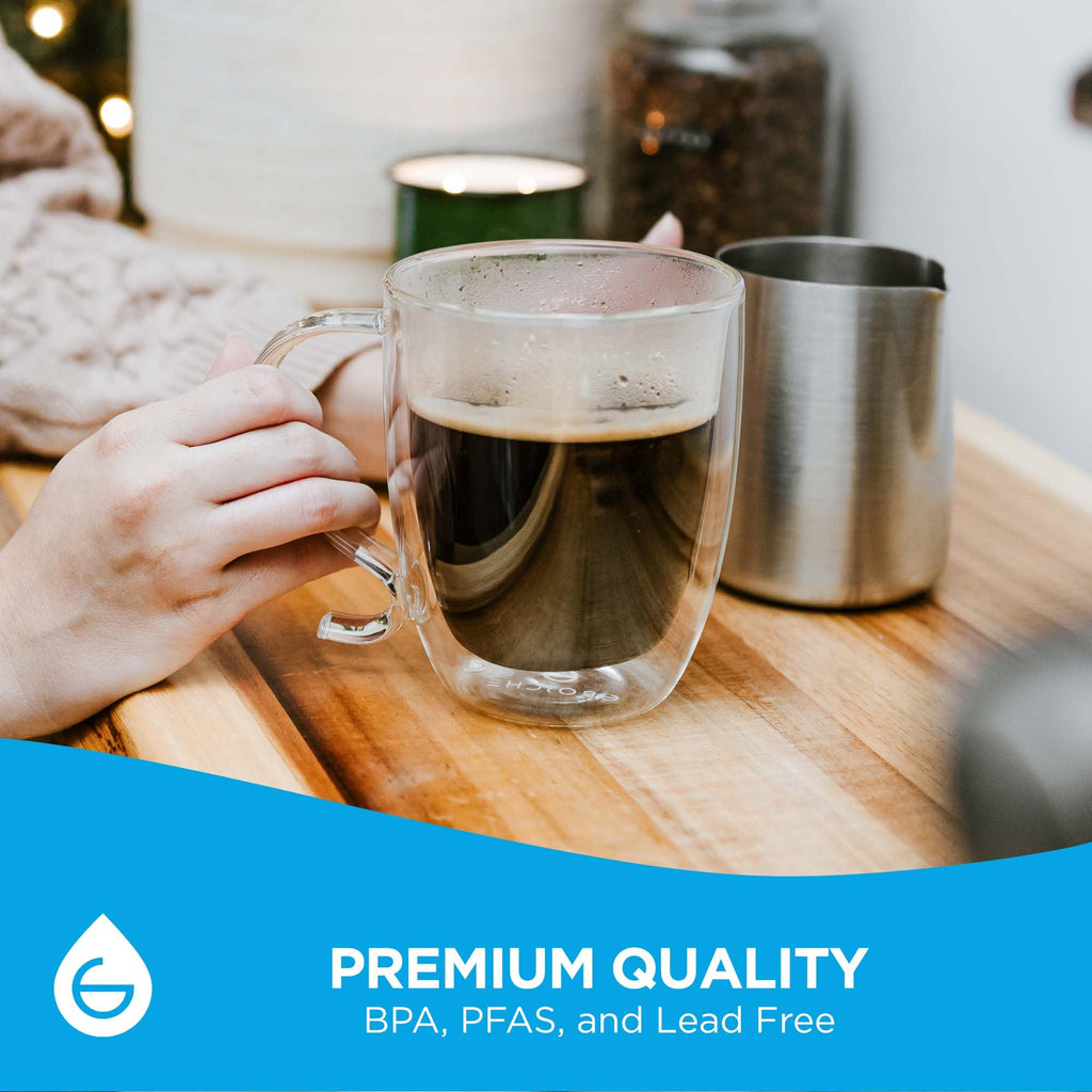 GROSCHE Cyprus 16 fl. oz Double-Wall Glass Mug | Espresso, Latte, Tea & More | Hot & Cold Beverages | Stylish & Aesthetic | Dishwasher Safe | Heatproof | Drinking Glassware