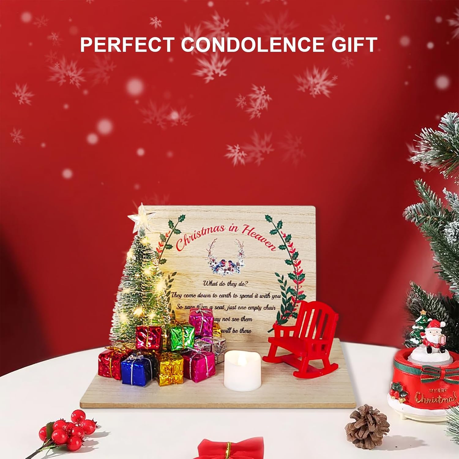 Regine Switzerland Christmas Memorial Chair Ornament - Rocking Chair Candle Holder Gift for Loved Ones