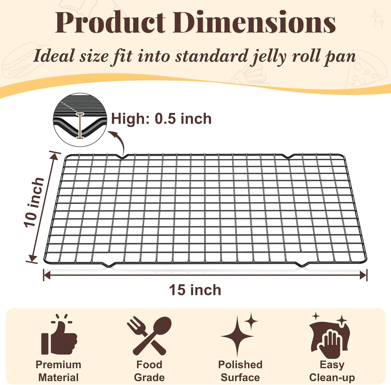 Skiennix Cooling Racks - 2-Piece 10" x 15" Wire Baking Rack Set | Dishwasher Safe for Oven Cooking & Grilling