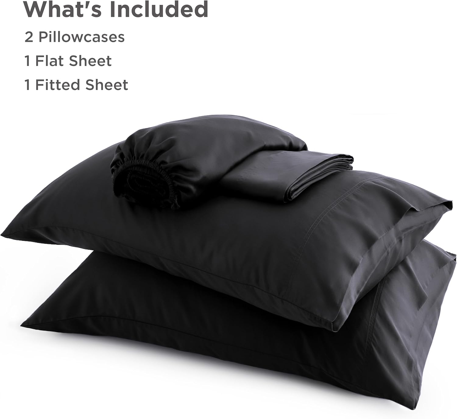 PureWoven King Size Sheet Set - Cooling Bamboo Rayon Sheets | Soft, Breathable Luxury Bedding in Black