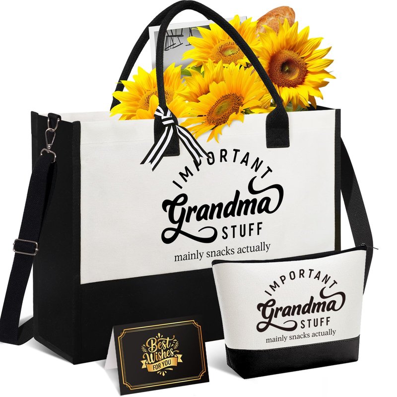 Mother's Day Gifts for Grandma, Best Grandma Gifts for Grandma from Granddaughter Grandchildren Grandkids, Unique Grandma Gift for Nana, Grammy, New Grandma w/Tote Bag Makeup Bag