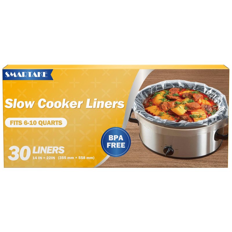 SMARTAKE Slow Cooker Liners, Extra Large Size 14"x 22" Disposable Cooking Bags, Fit 6QT to 10QT for Slow Cooker, Cooking Trays, Suitable for Oval & Round Pots, 30 Liners
