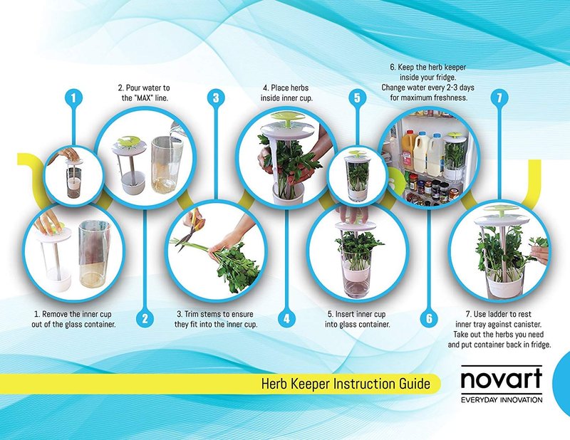 NOVART XXL Herb Keeper and Herb Saver – Glass Storage Container for Cilantro, Mint, Parsley, Asparagus, Keeps Greens Fresh for 2-3 Weeks
