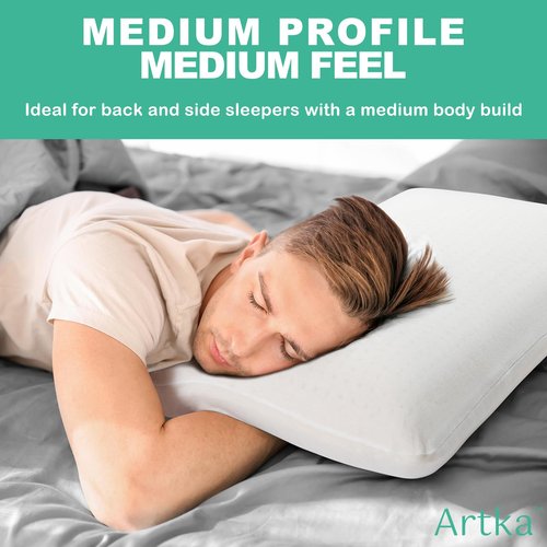 Artka 100% Natural Talalay Latex Pillow Sleeping Bed Pillow - Luxury Queen Pillow for Side, Back, and Stomach Sleepers - Extra Soft Latex Foam Pillow - Removable Breathable Cotton Cover