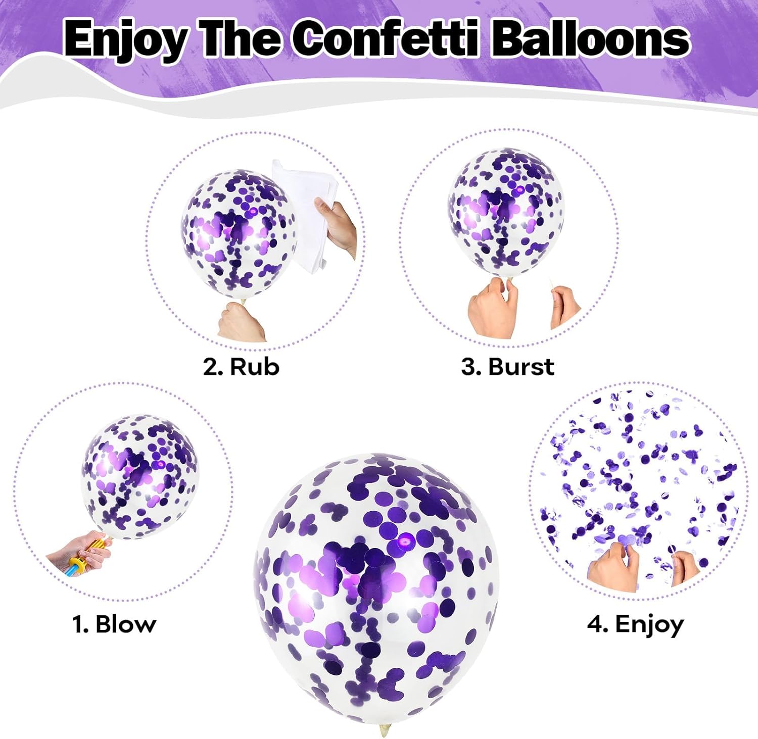Purple Pink Balloons - 12 Inch Mermaid Halloween Set with Metallic Confetti | 35 Pcs for Parties