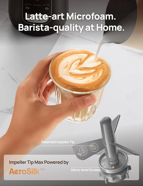 DREO Electric Milk Frother - 8-in-1 Stainless Steel for Latte Art & Coffee | 9oz/270ml, Easy Clean