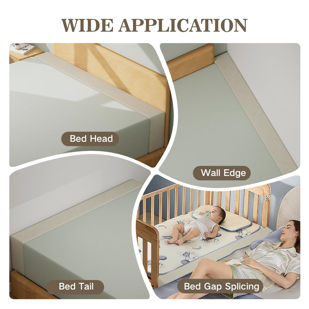 DEEPSHARK Mattress Extender,Bed Gap/Space Filler,Headboard Wall Space Gap Filler for King,High-Density Sponge,Removable and Washable Cover（Beige-King-78 * 4 * 10in）