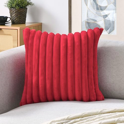 Volcanics Red Faux Fur Double-Sided Christmas Pillow Cover 20x20 - Pack of 1