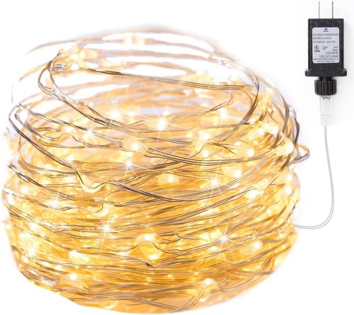 Minetom Fairy Lights - 33Ft 100 LEDs Waterproof Silver Wire String Lights | Warm White for Indoor/Outdoor Decor