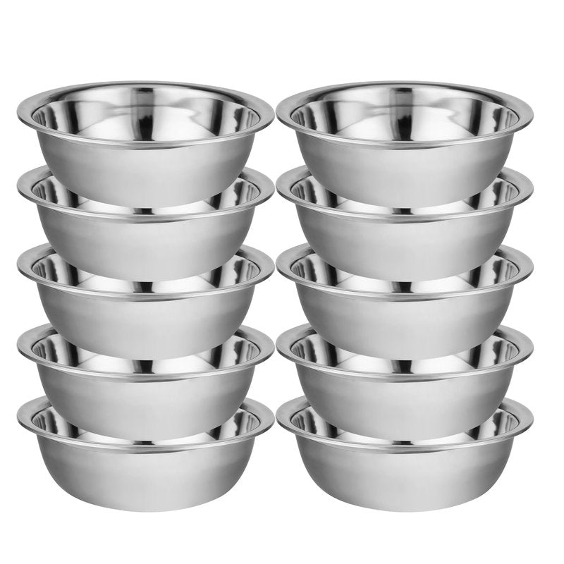 TREEHAC 20 Pcs 11.8 x 3.7 Inch Stainless Steel Mixing Bowls for Bulk Food Prep with Nesting Design for Hotel Restaurant and Home Kitchen Cooking in Silver