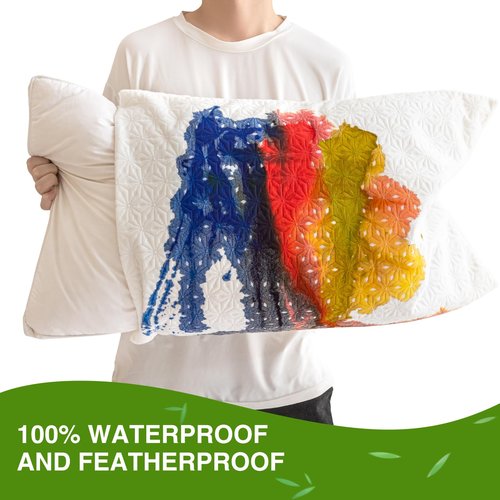 AVARNO Pillow Protectors with Zipper King Size,Bamboo Viscose Waterproof Pillow Protector,Hypoallergenic Pillow Covers, Ultra Soft Pillow Cases Covers,Noiseless,Cooling,Machine Washable,Set of 2