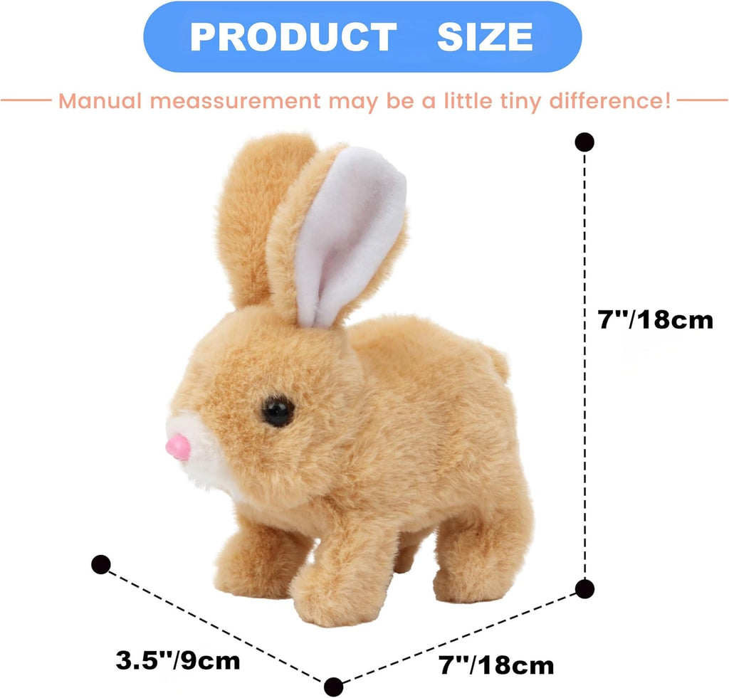 Skiennix Bunny Stuffed Animal Plush - Interactive Hopping Toy with Sounds & Movements | Brown & White