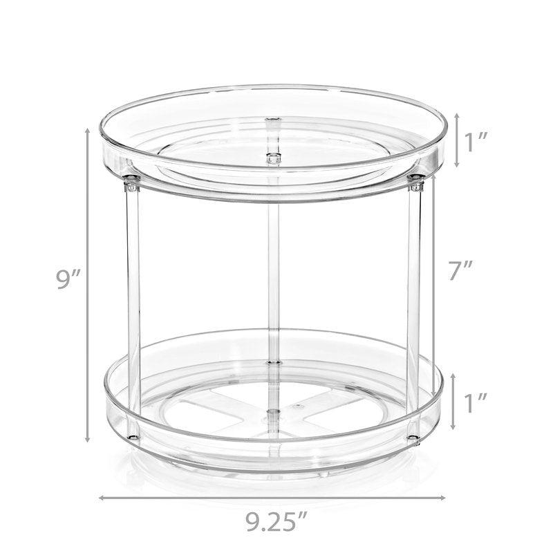 Sorbus 9 Inch 2 Tier Clear Lazy Susan Organizer, Turntable Organizer for Spice Organization for Cabinet, Lazy Susan Turntable for Kitchen, Home, Office, Closet, Classroom, Laundry Room Organization