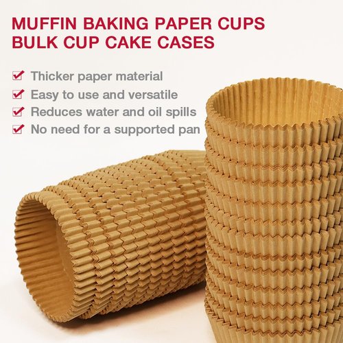 Goalfly Extra Jumbo Cupcake Liners 200 Pcs, 3.54 Inch Parchment Muffin Liners for Baking, Muffin Papers Baking Cups (Brown)
